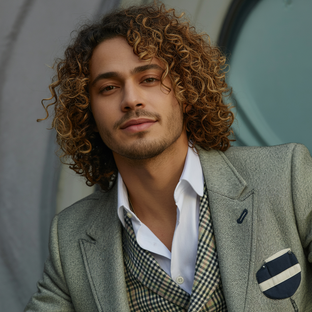 medium curly hair men