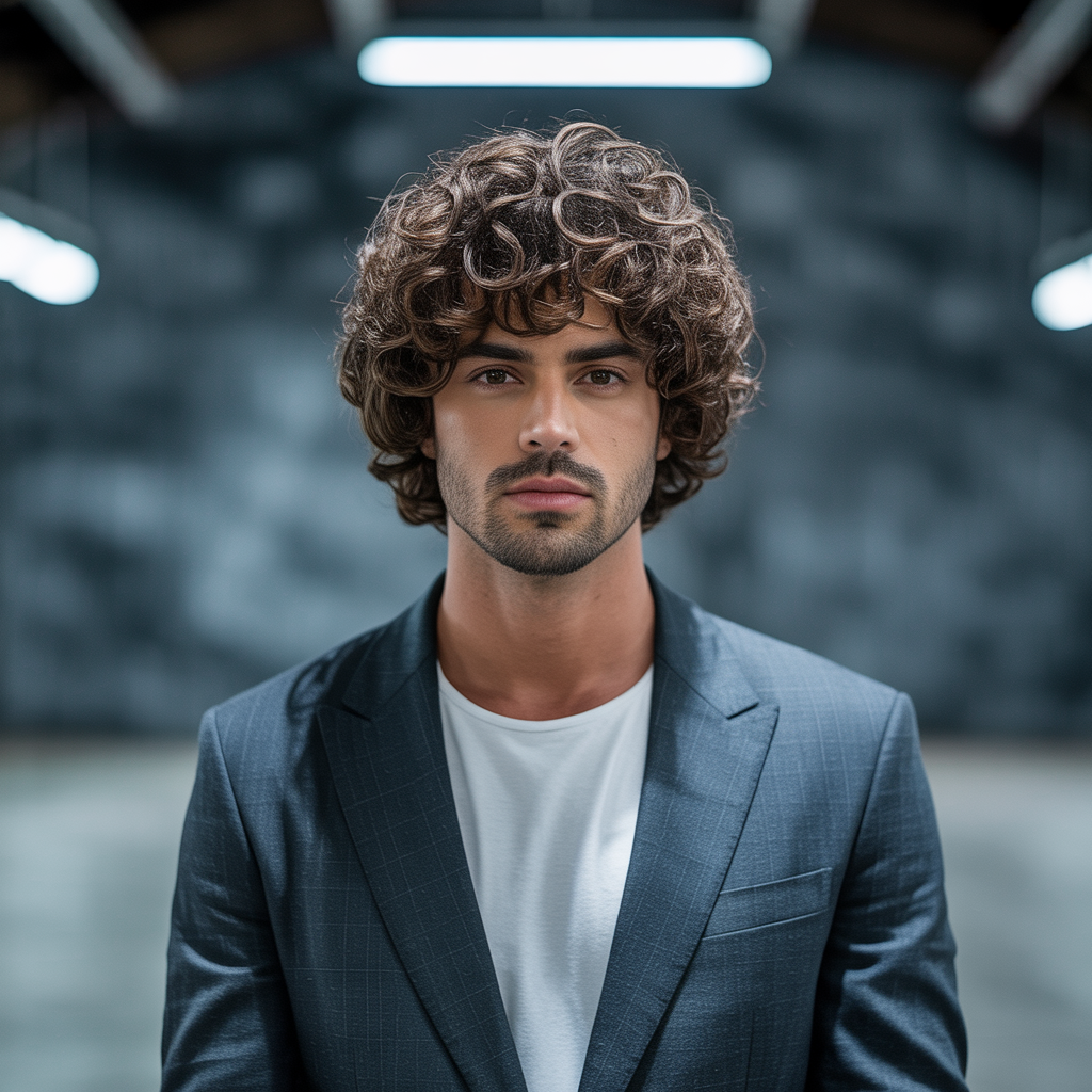 medium curly hair men