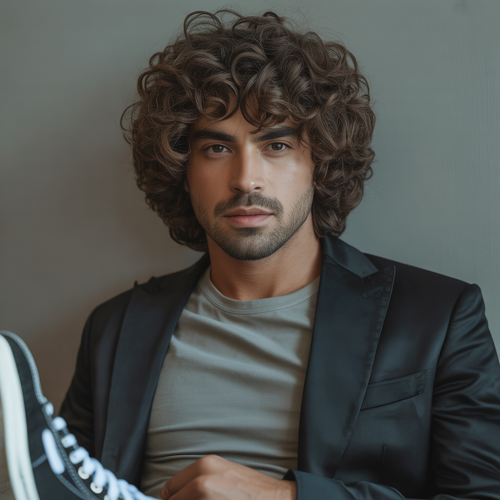 medium curly hair men