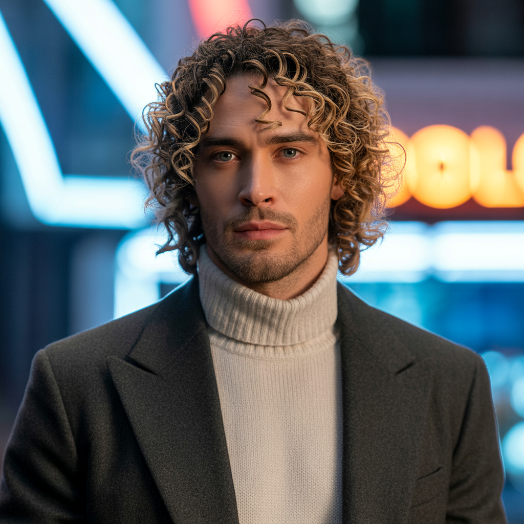 medium curly hair men