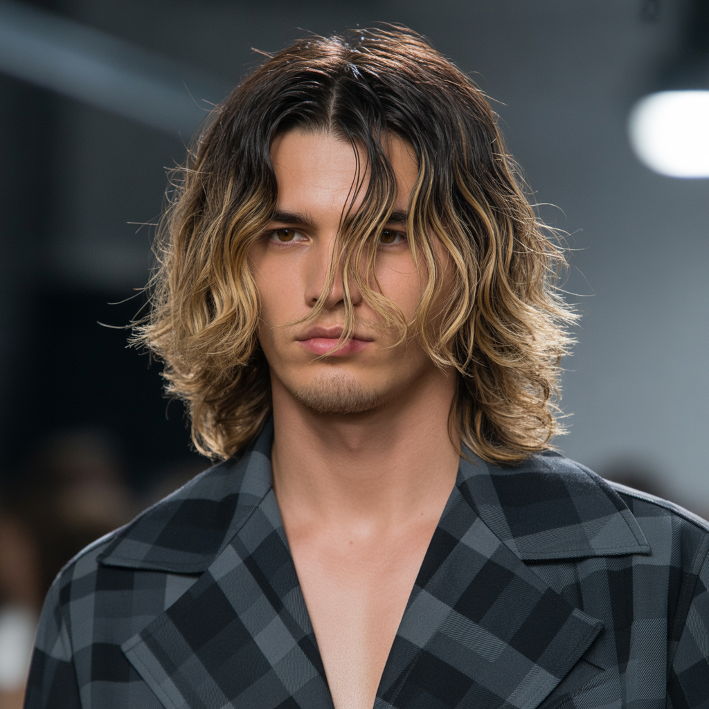 mens balayage long hair