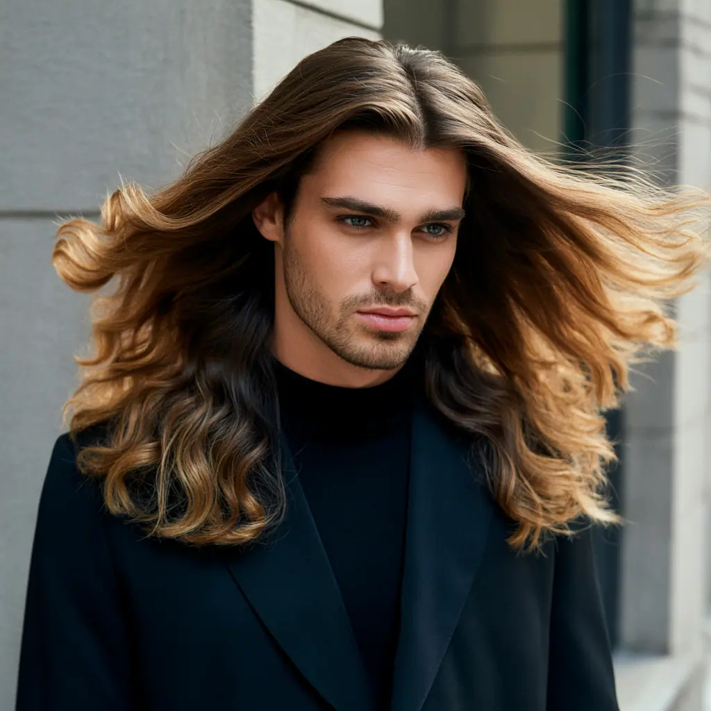 mens balayage long hair
