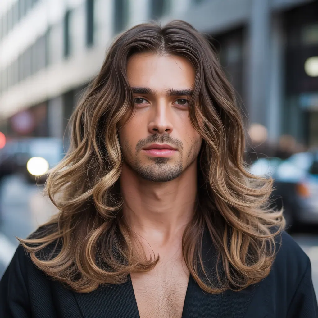 mens balayage long hair