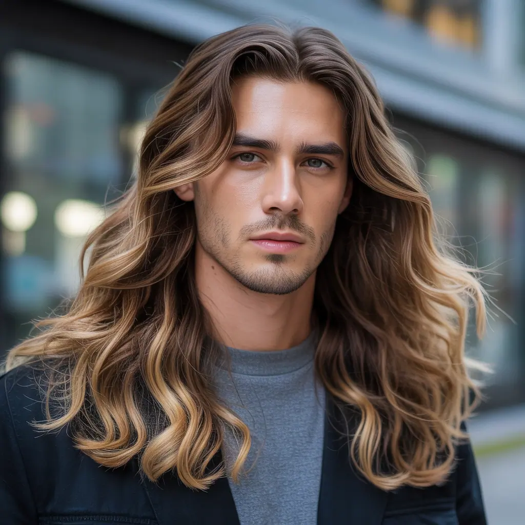 mens balayage long hair