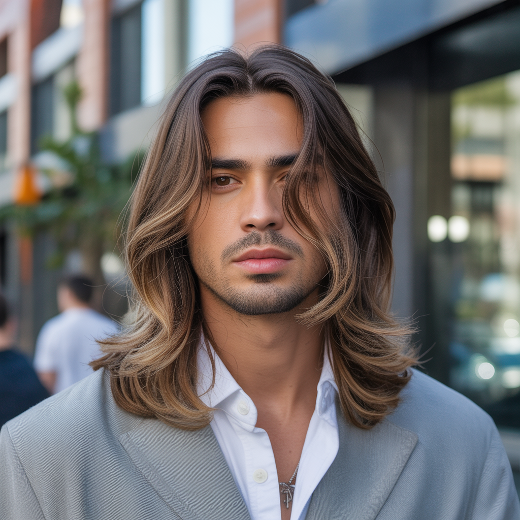mens balayage long hair