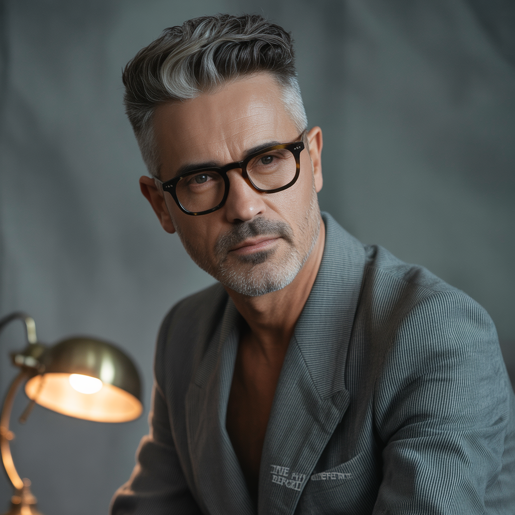 mens hair 50+ glasses