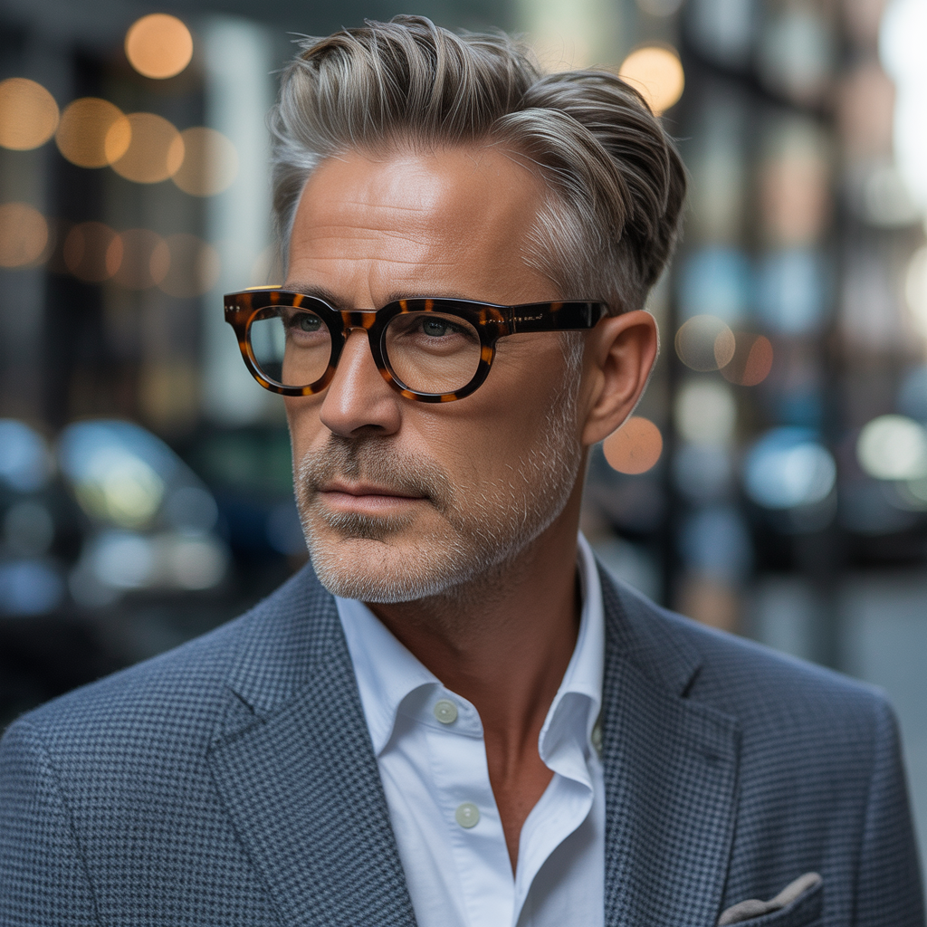 mens hair 50+ glasses