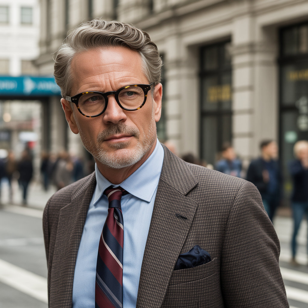 mens hair 50+ glasses