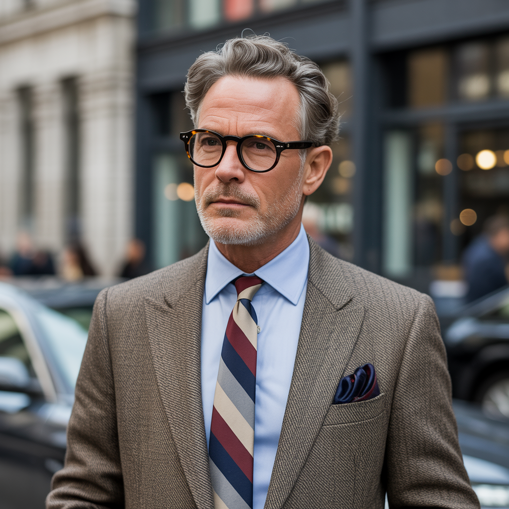 mens hair 50+ glasses