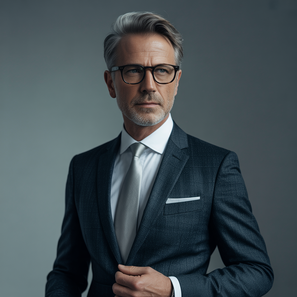 mens hair 50+ glasses