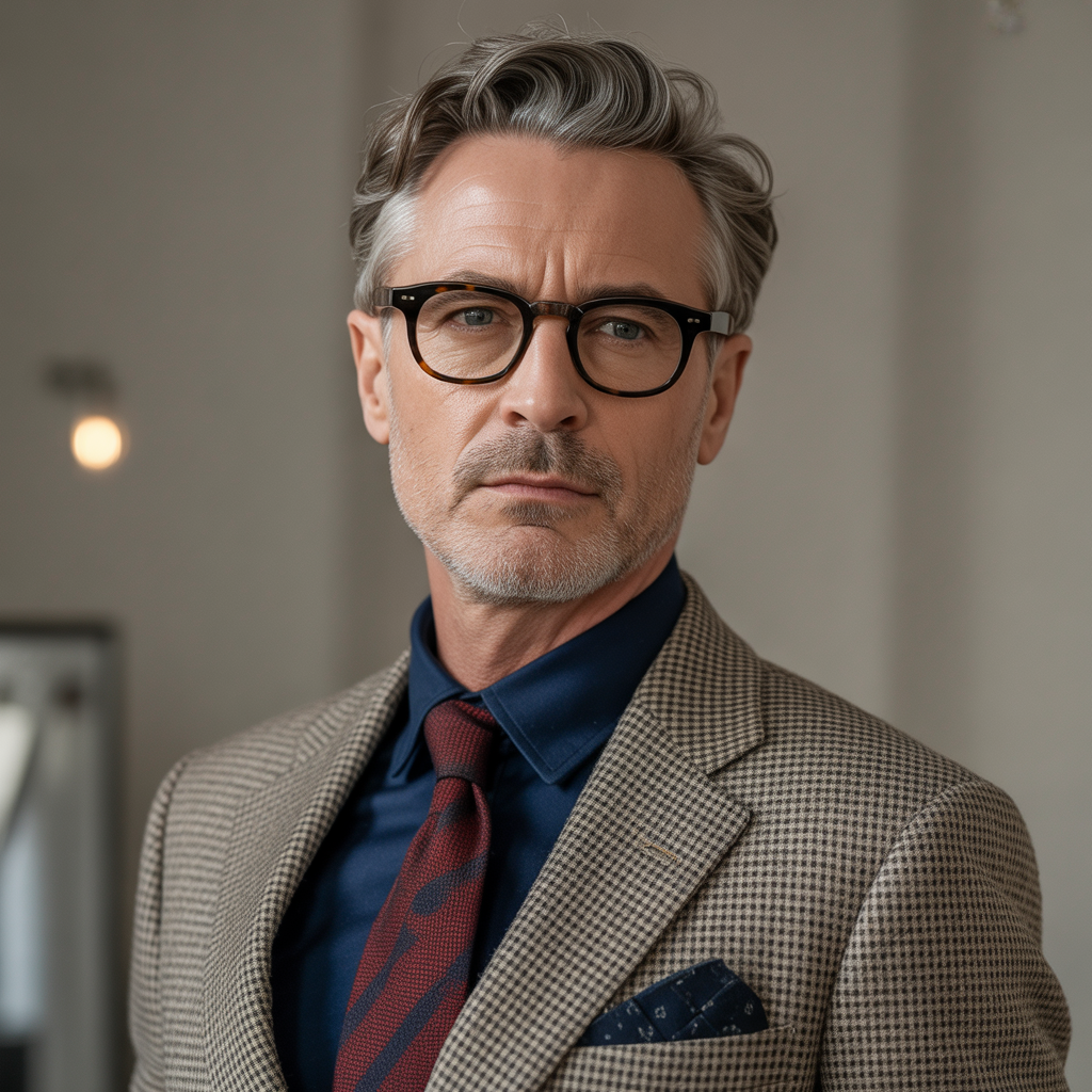 mens hair 50+ glasses