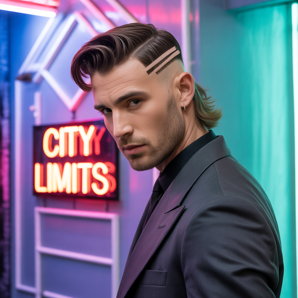 middle part mullet