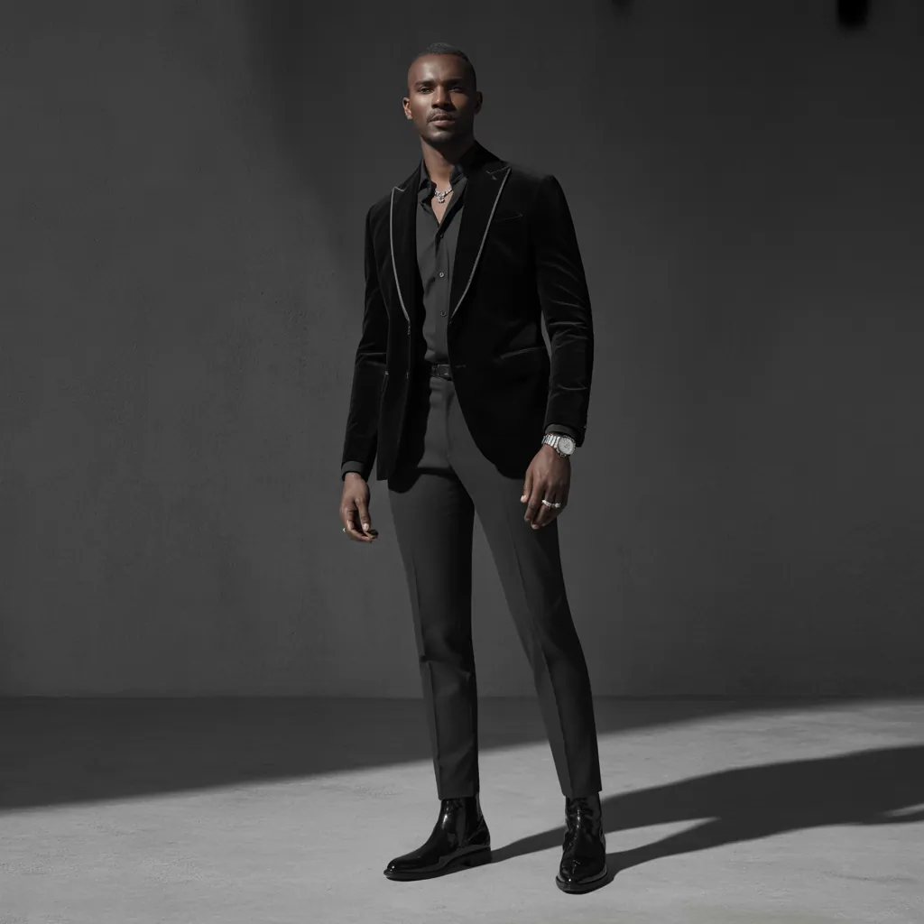 powerful black outfits men