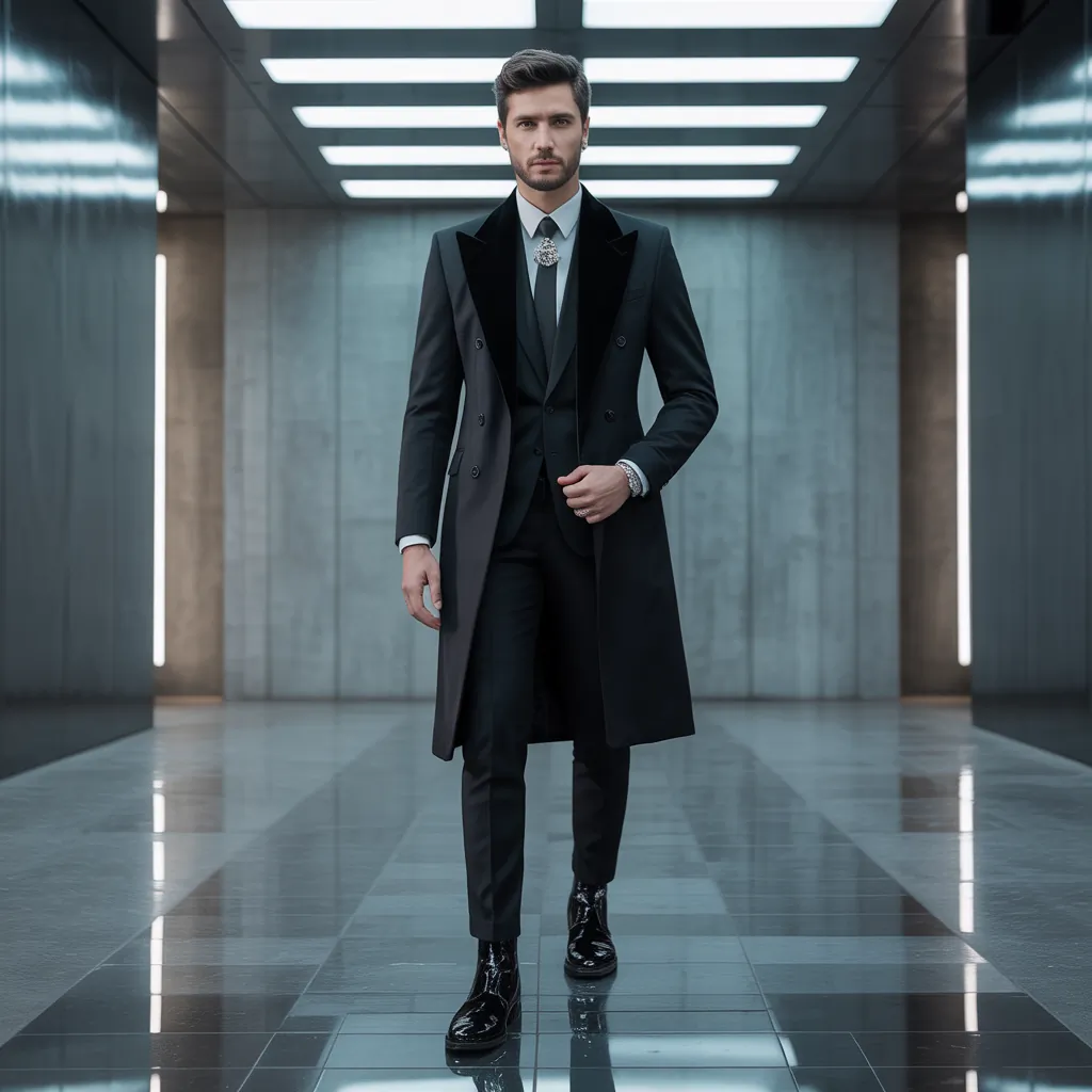 powerful black outfits men