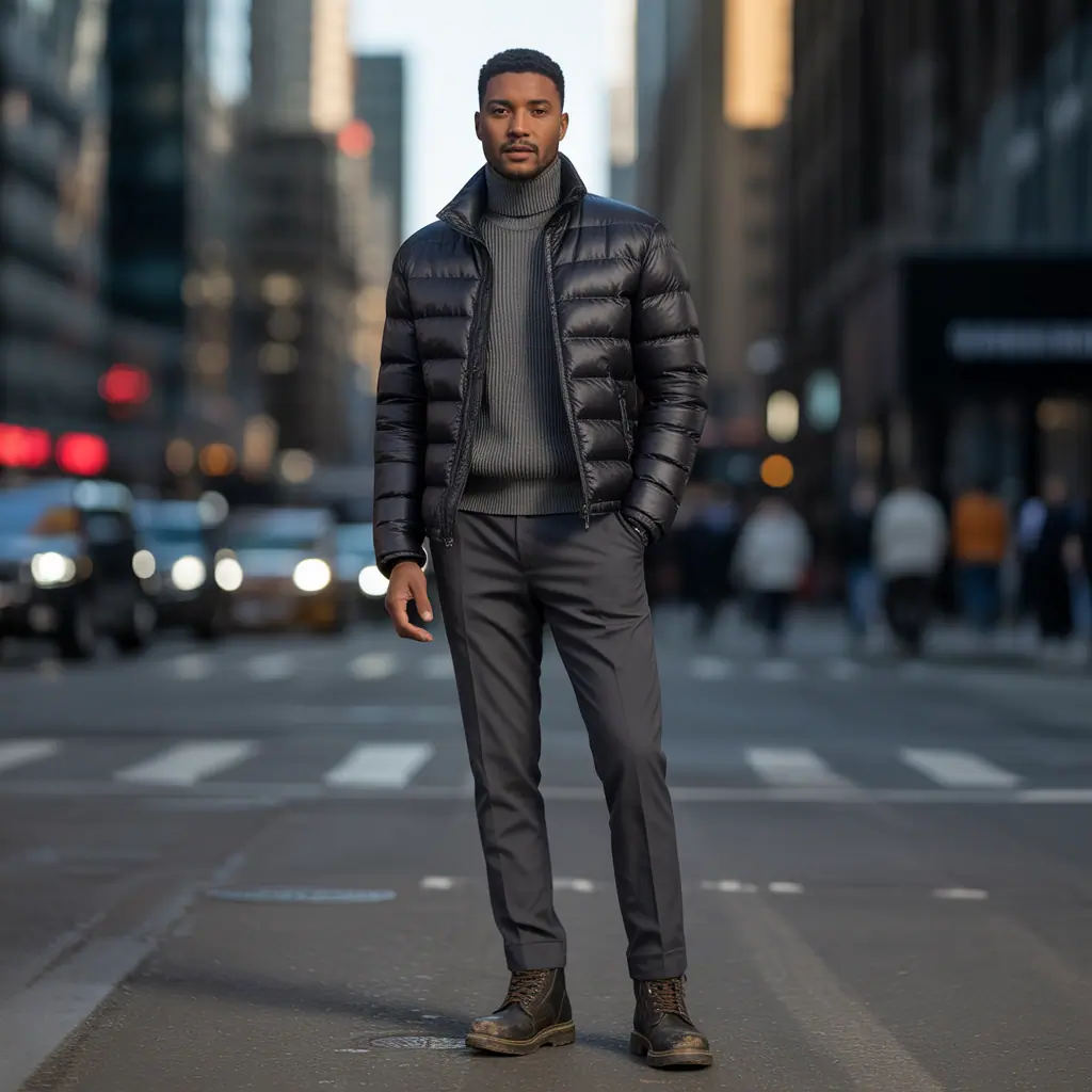 puffer jacket outfit men