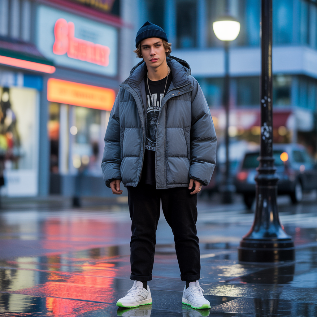 puffer jacket outfit men