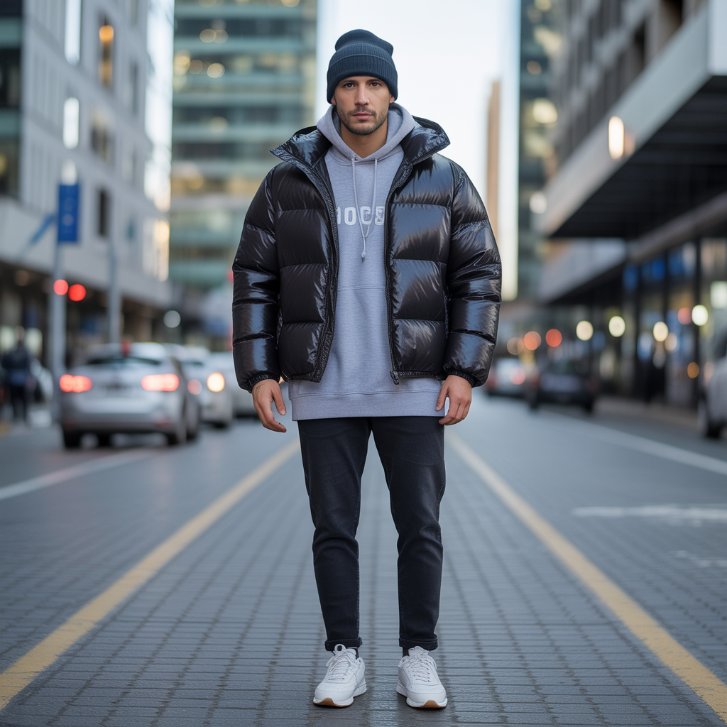 puffer jacket outfit men
