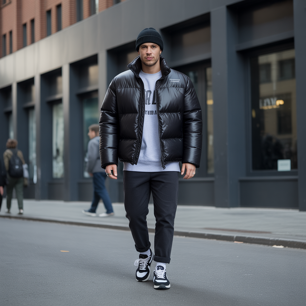 puffer jacket outfit men