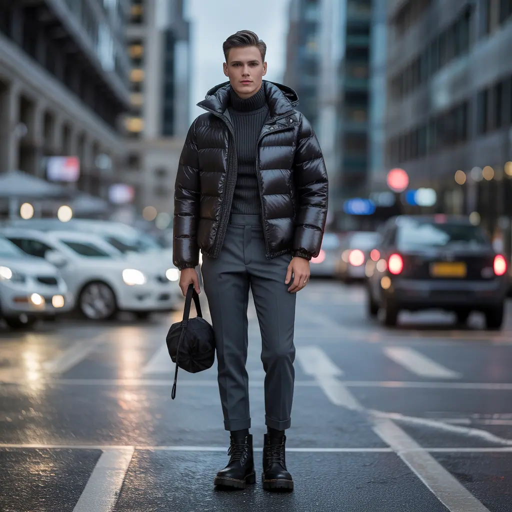puffer jacket outfit men