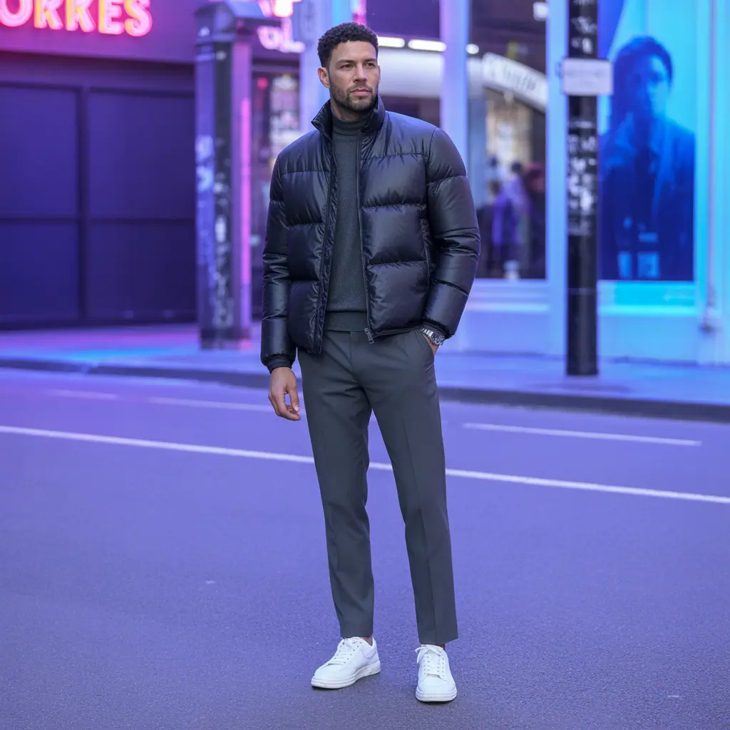 puffer jacket outfit men