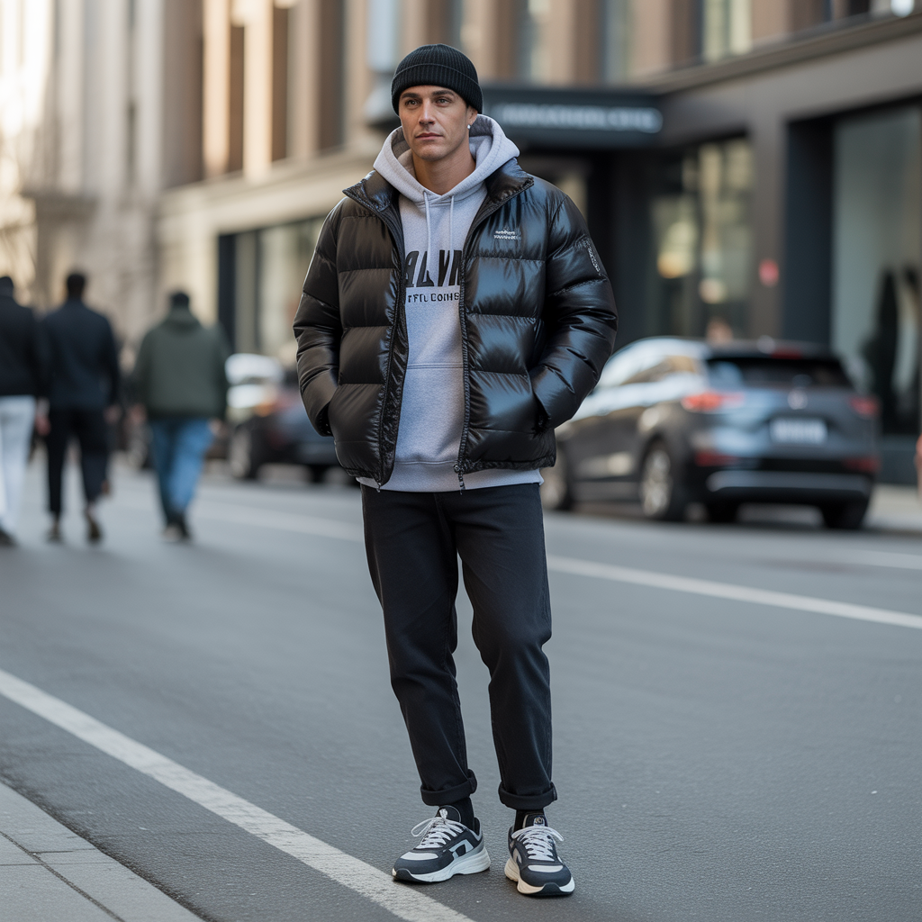 puffer jacket outfit men