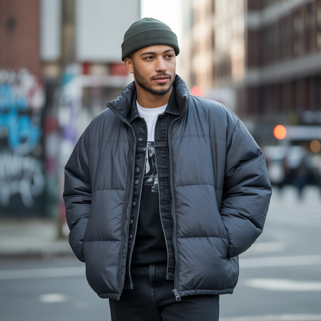 puffer jacket outfit men