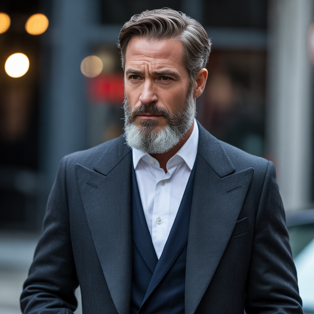 salt pepper mens beard