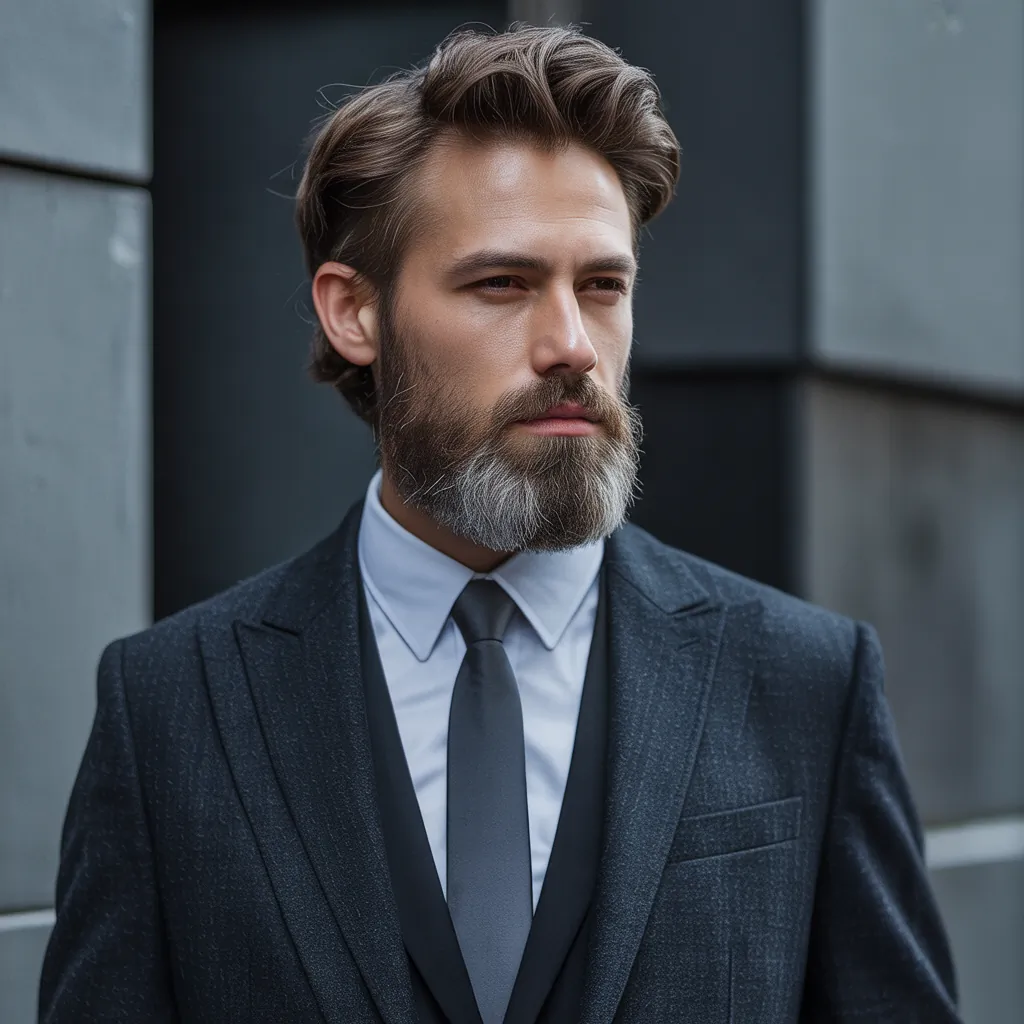 salt pepper mens beard