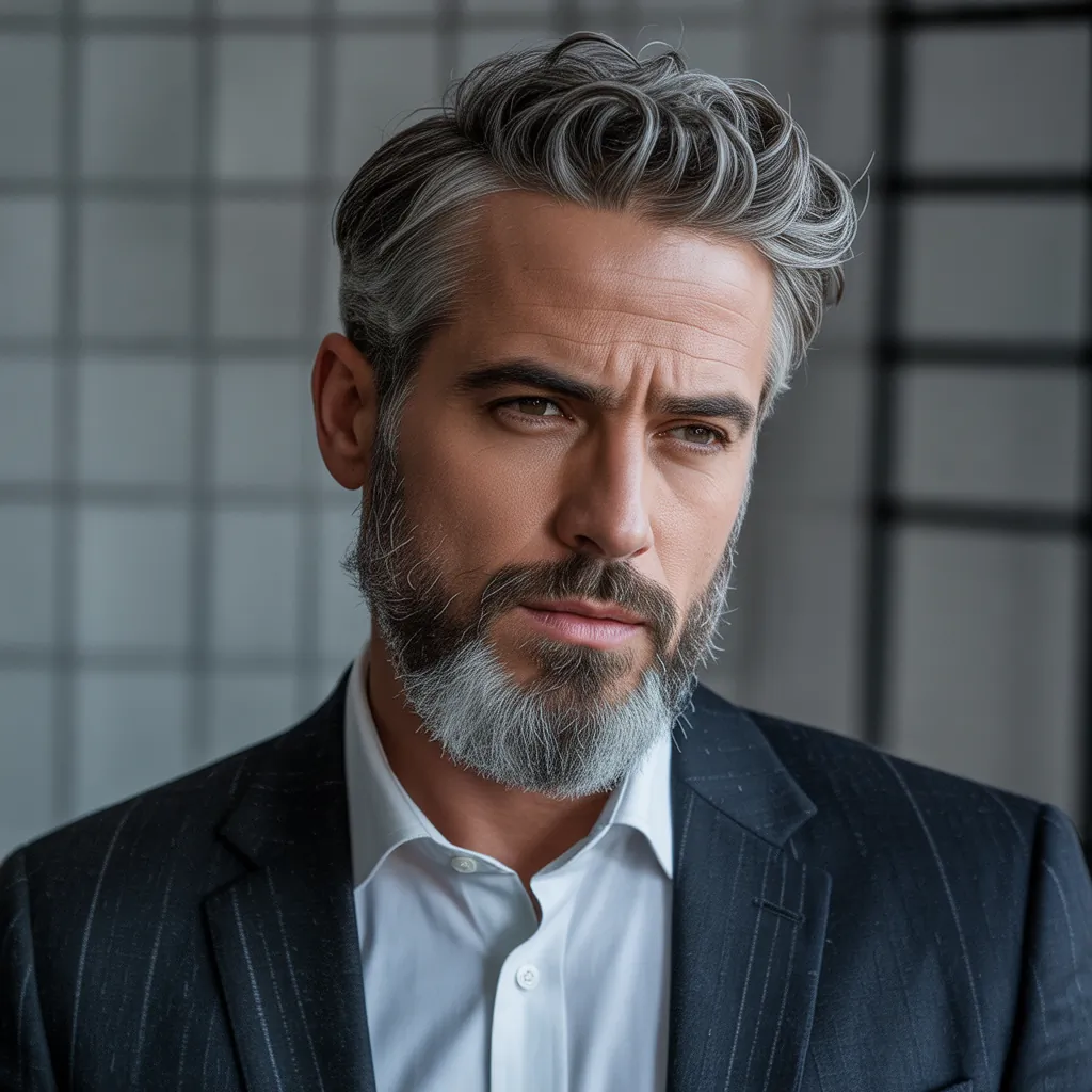 salt pepper mens beard