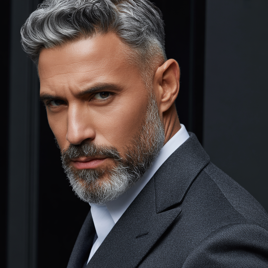 salt pepper mens beard