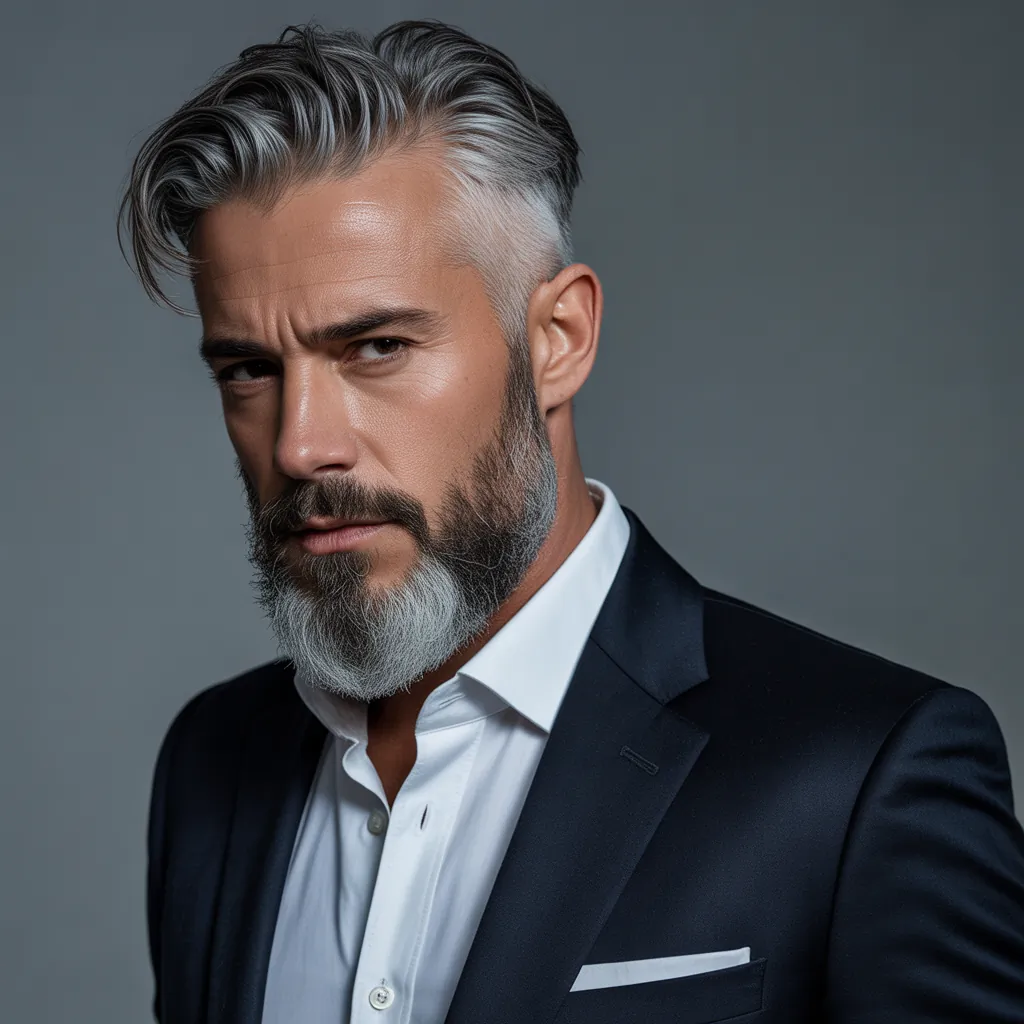 salt pepper mens beard