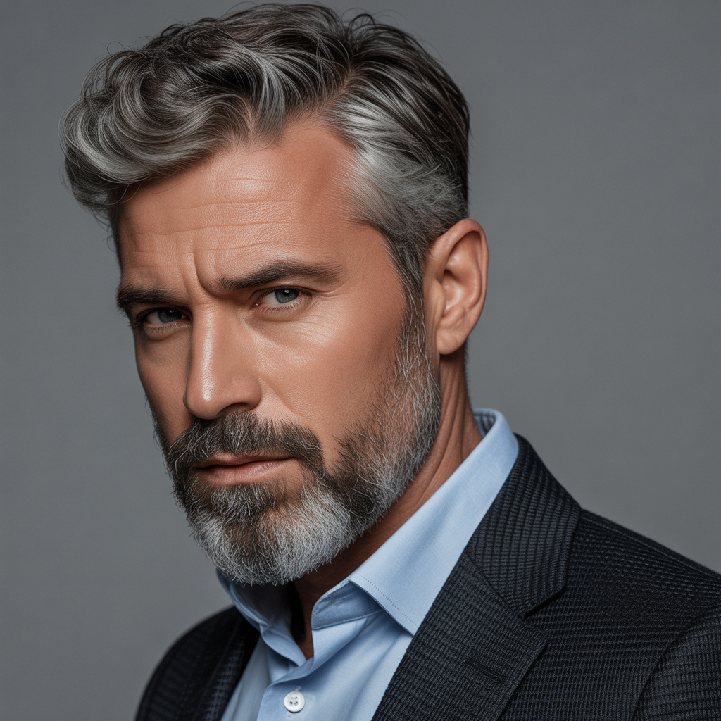 salt pepper mens beard