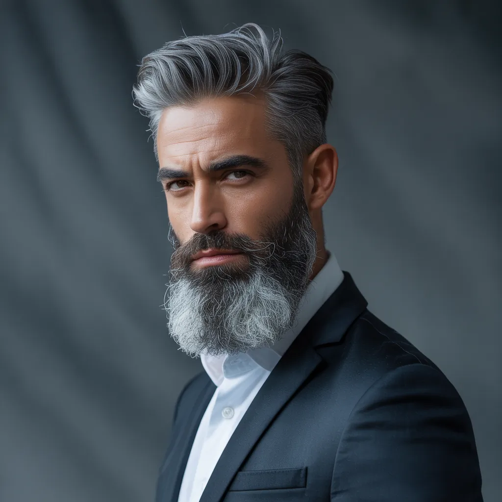 salt pepper mens beard