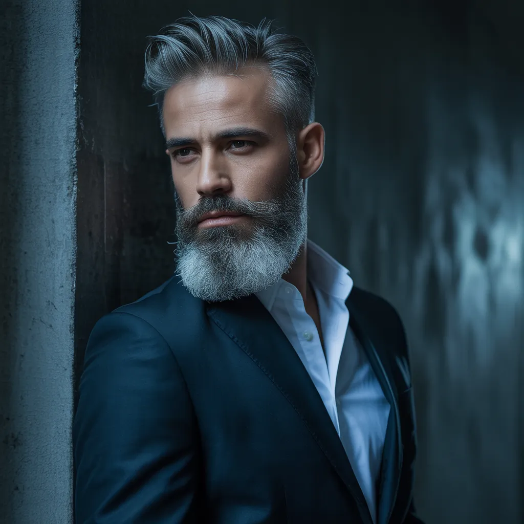 salt pepper mens beard