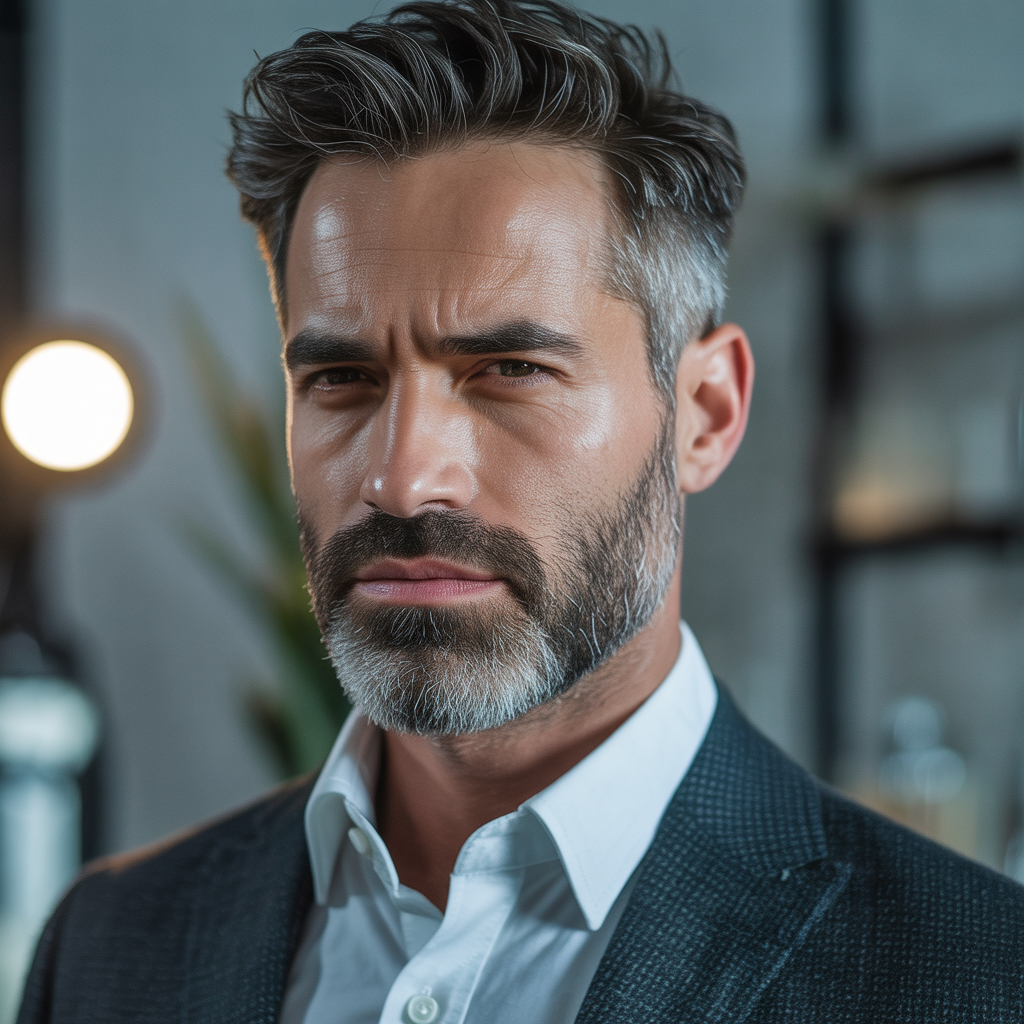 salt pepper mens beard