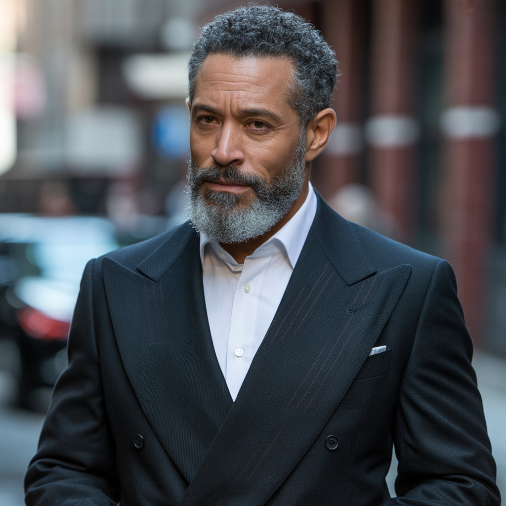 salt pepper mens beard