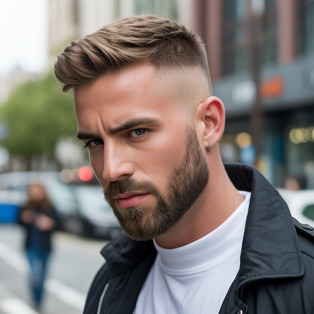 short hair with beard