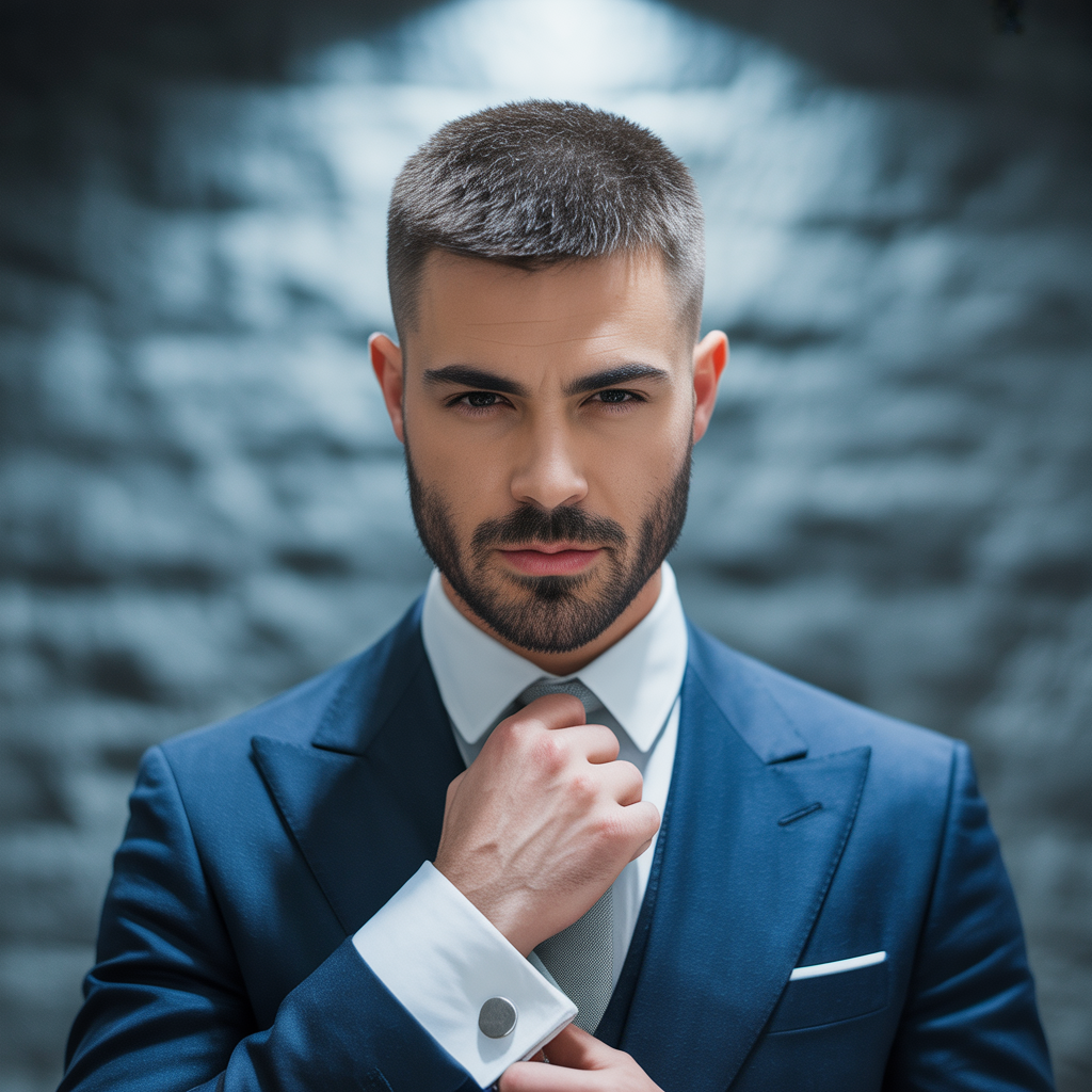 short hair with beard