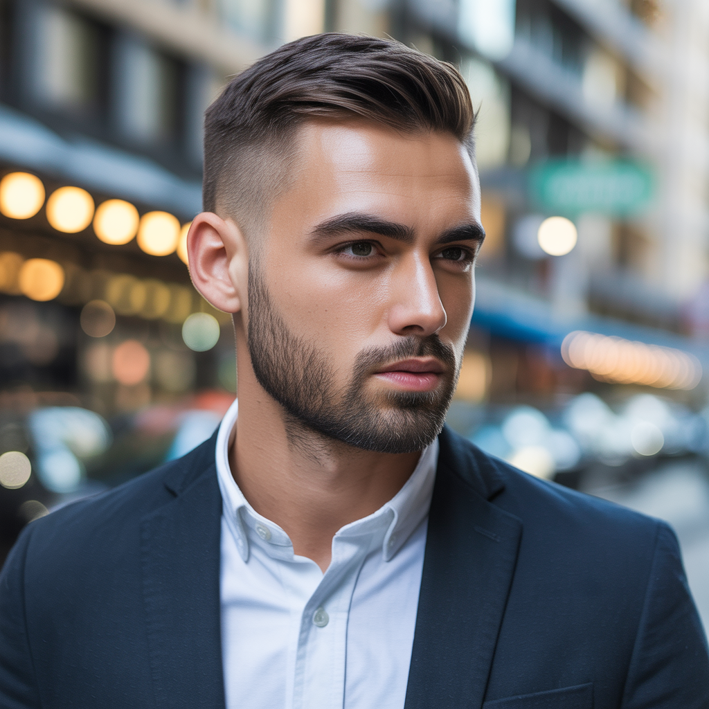 short hair with beard