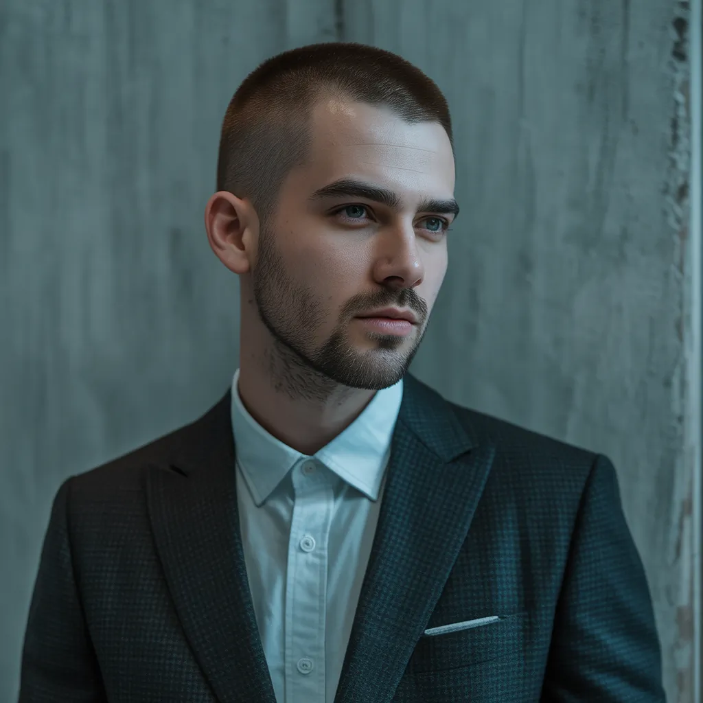 short hair with beard