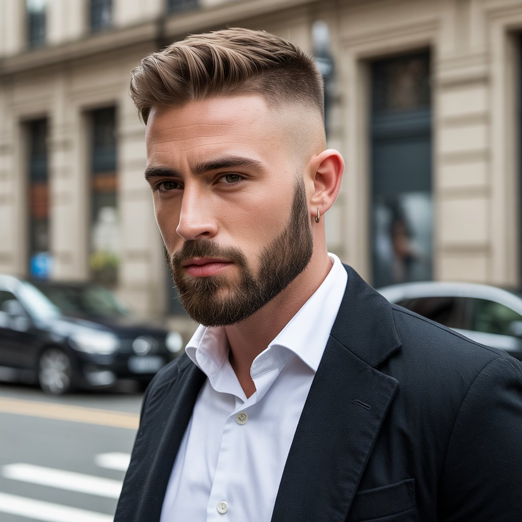 short hair with beard
