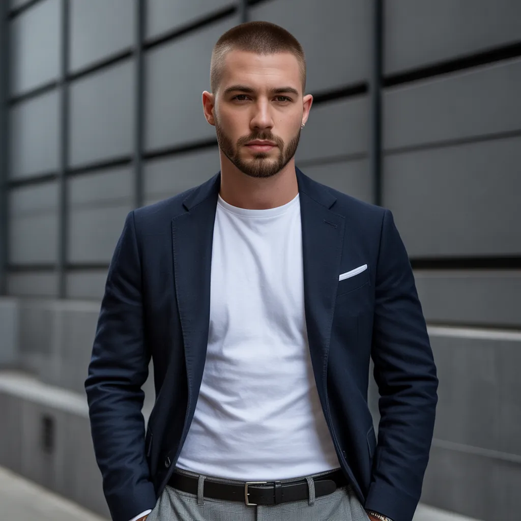 short hair with beard