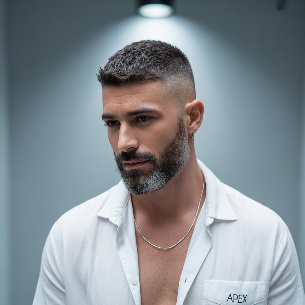 short hair with beard