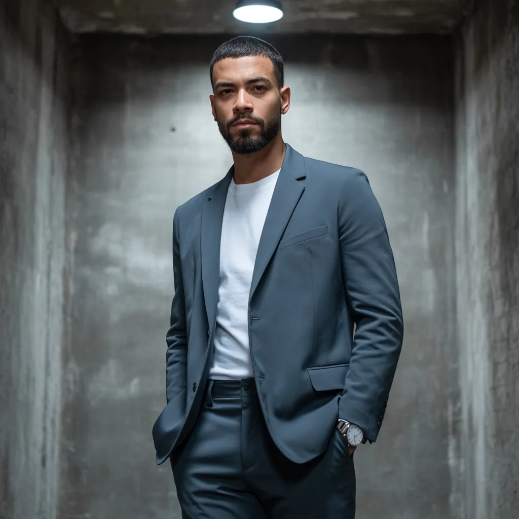 short hair with beard