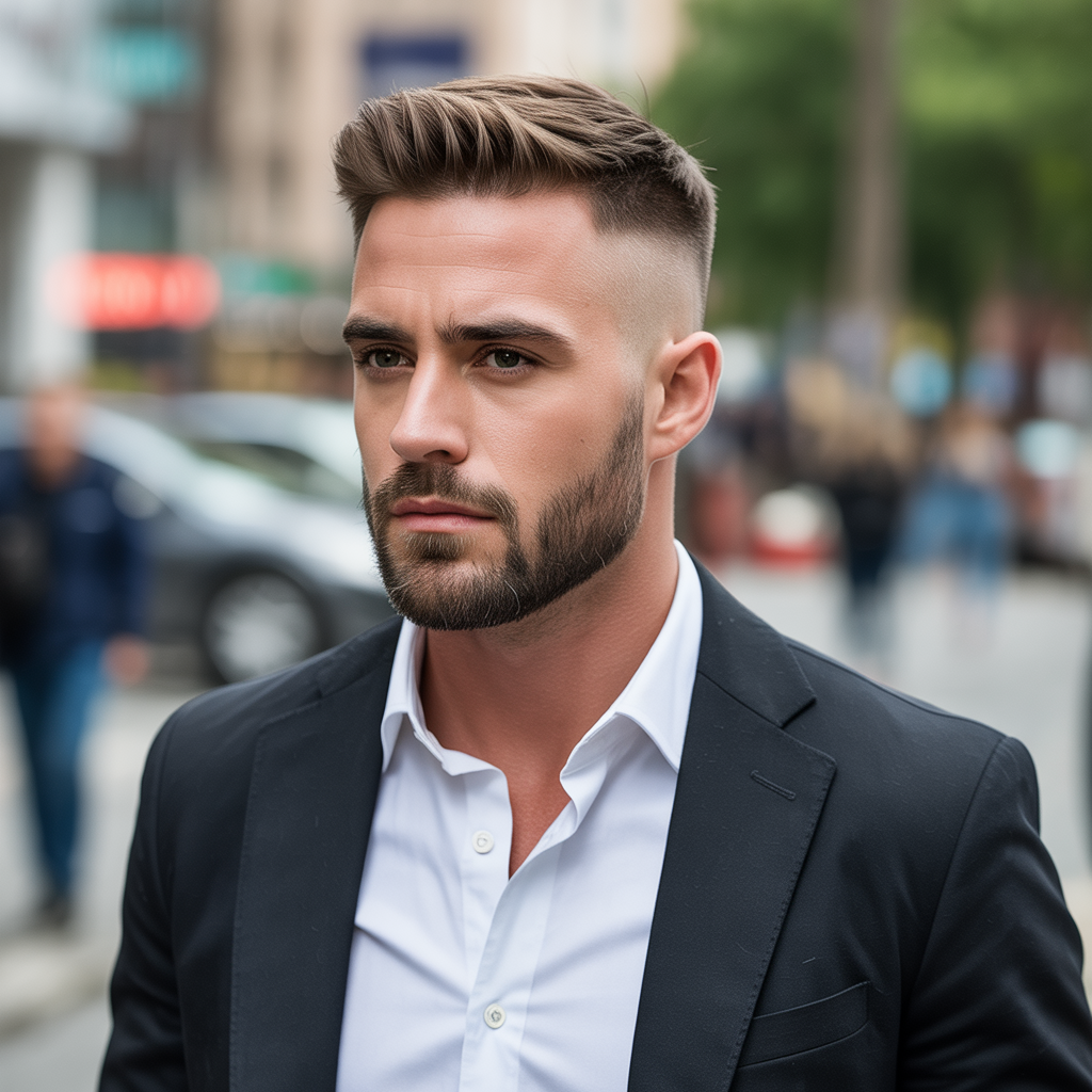 short hair with beard