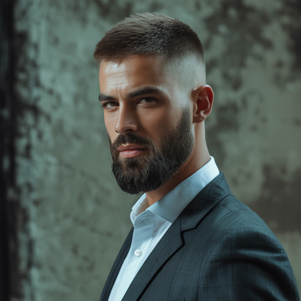 short hair with beard