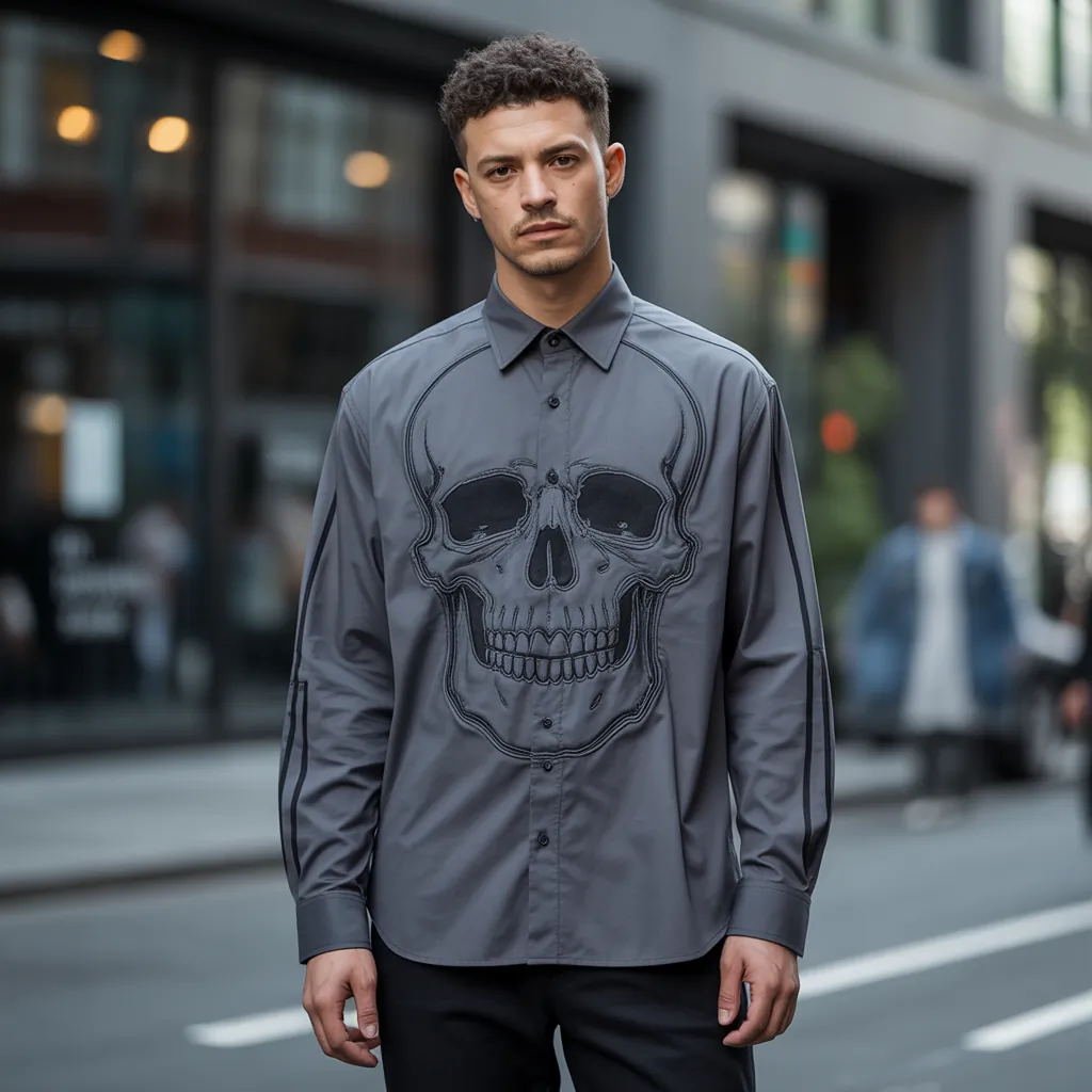 skull cut out shirt