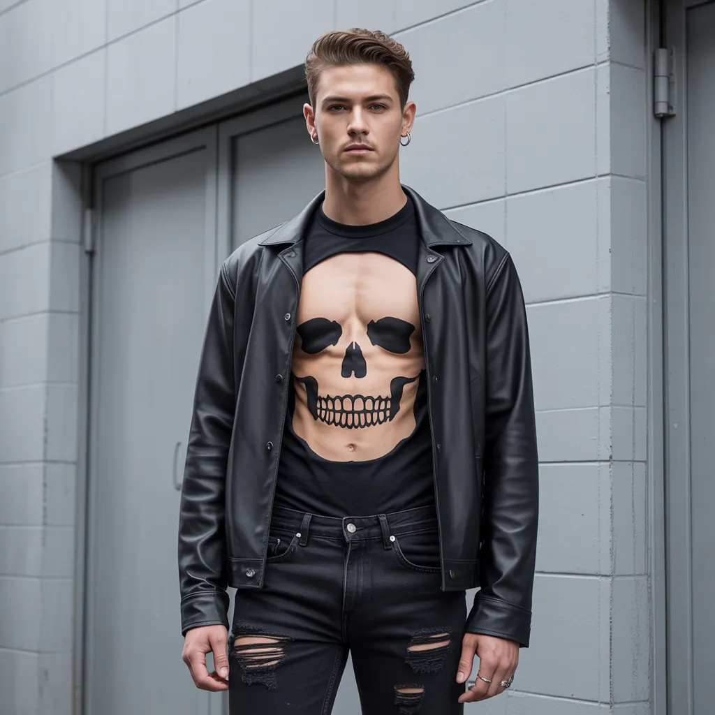 skull cut out shirt
