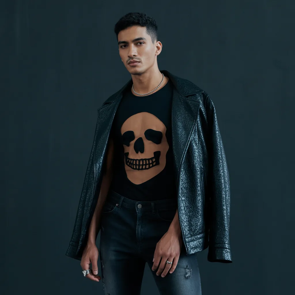 skull cut out shirt