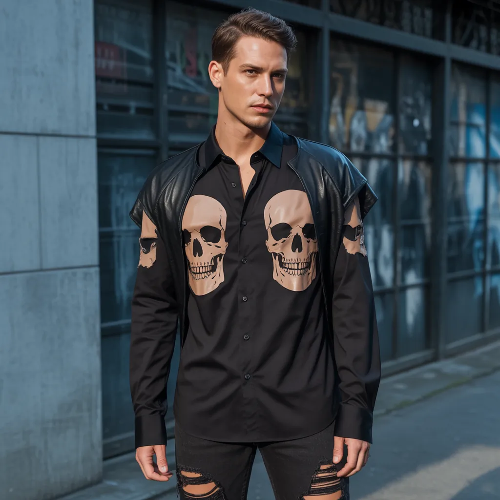 skull cut out shirt